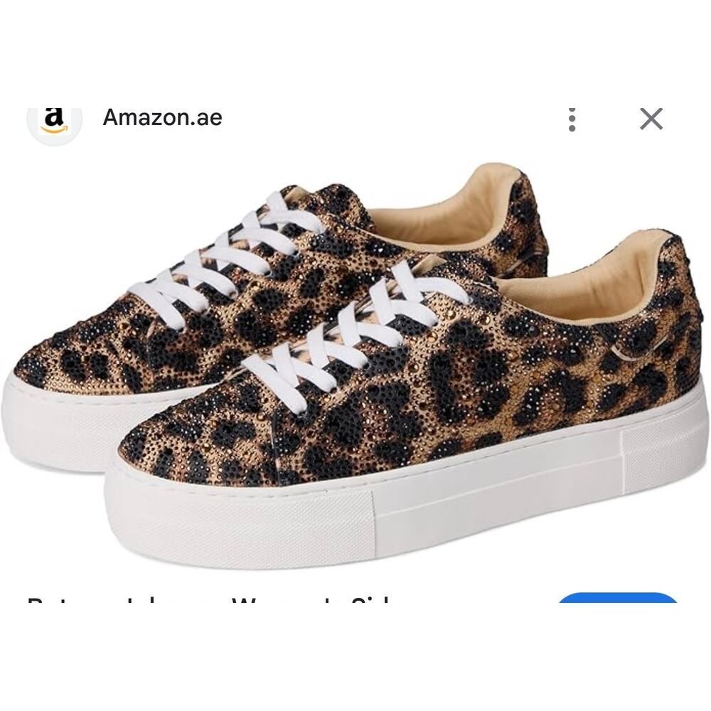 Betsey Johnson Sidney leopard rhinestone crystal sneakers flats shoes casual 9
